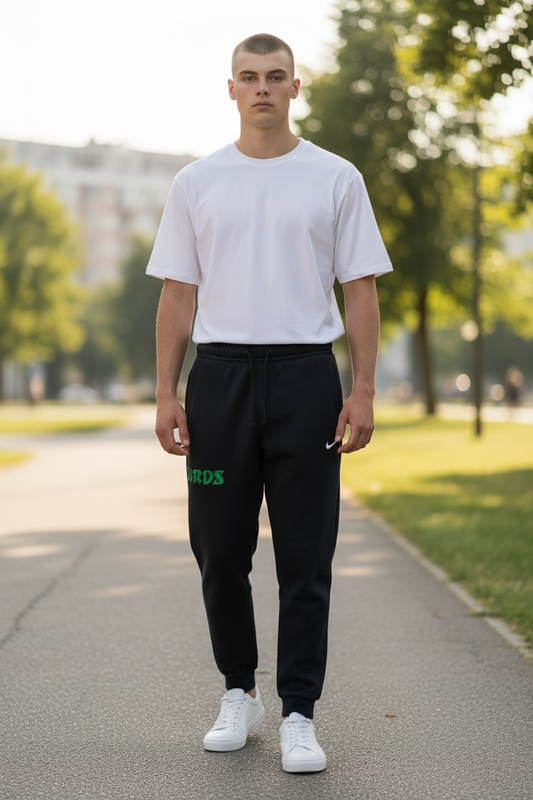 Black Retro Nike Joggers with Sewn-On BIRDS