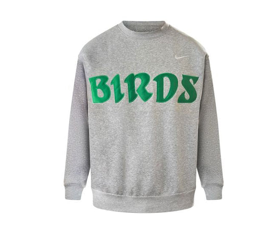 Grey Retro Nike Crew with Sewn-On BIRDS
