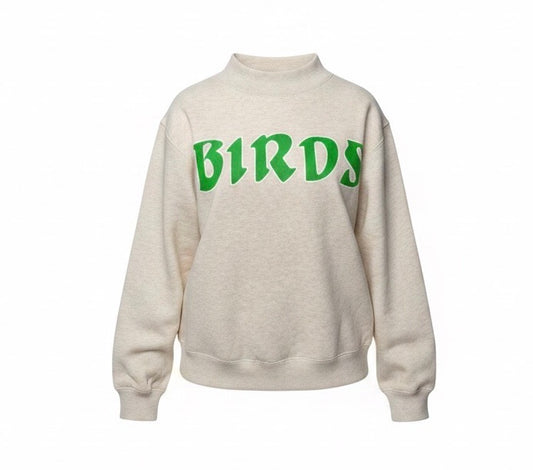 Oatmeal Women’s BIRDS Mock Neck (Screen Printed)