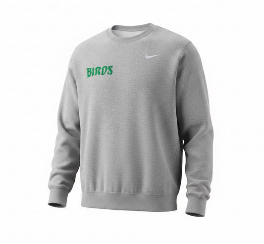Grey Left Chest Nike Crew with Sewn-On BIRDS