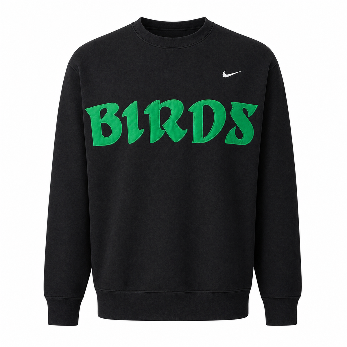 Black Retro Nike® Crew with Sewn-On BIRDS