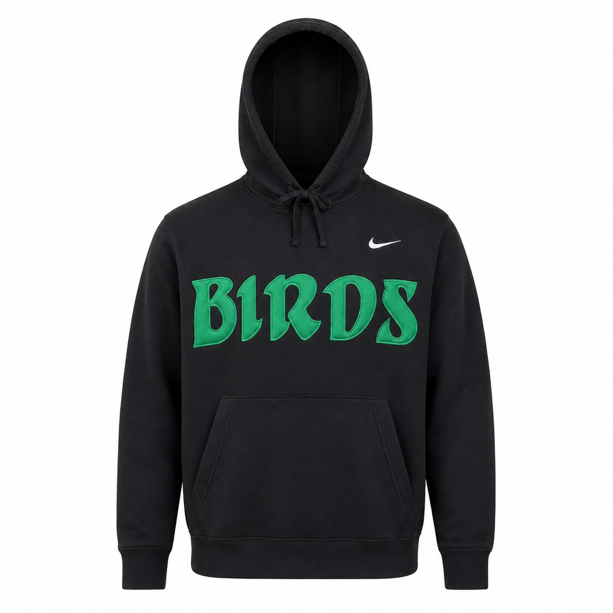 Black Retro Nike® Hoodie with Sewn-On BIRDS