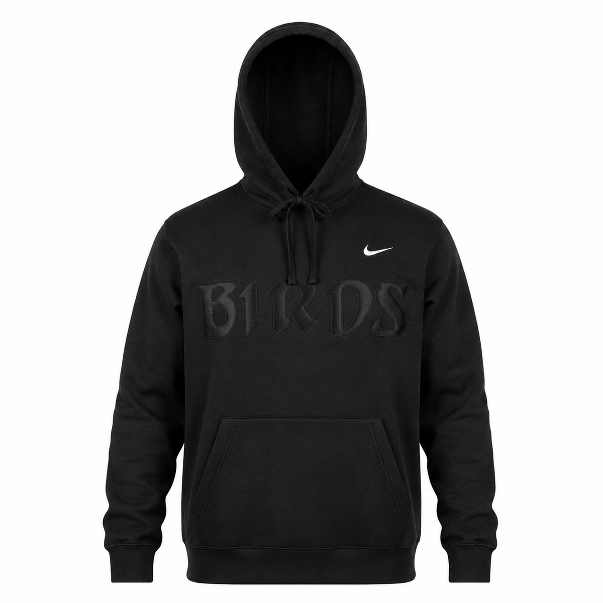 All Black Retro Nike® Hoodie with Sewn-On BIRDS