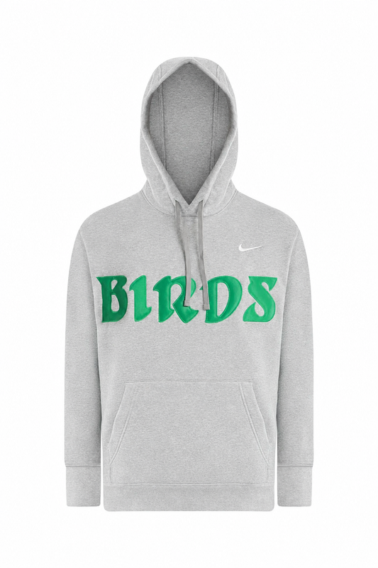 Grey Retro Nike Hoodie with Sewn-On BIRDS