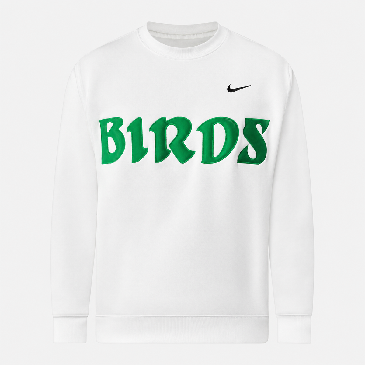 White Retro Nike® Crew with Sewn-On BIRDS